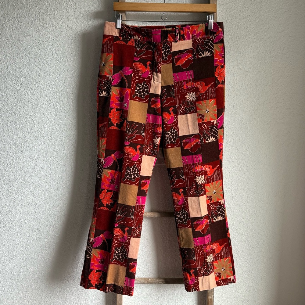 Lilly Pulitzer Fall Print Patchwork Corduroy Vintage Pants Sz: 10